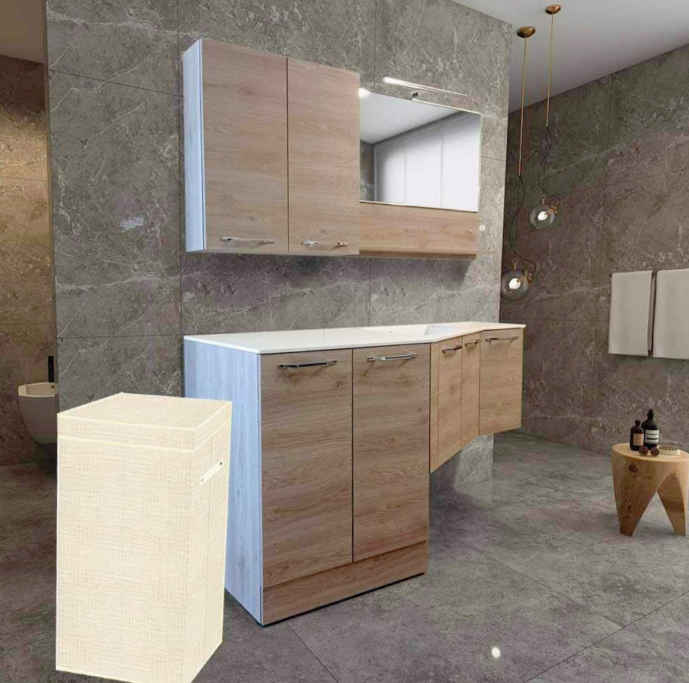 Contenitore portabiti pieghevole in tessuto (beige/grigio) - ambraled
