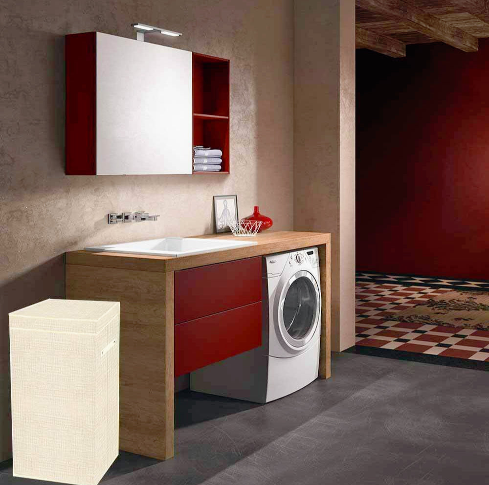 Contenitore portabiti pieghevole in tessuto (beige/grigio) - ambraled