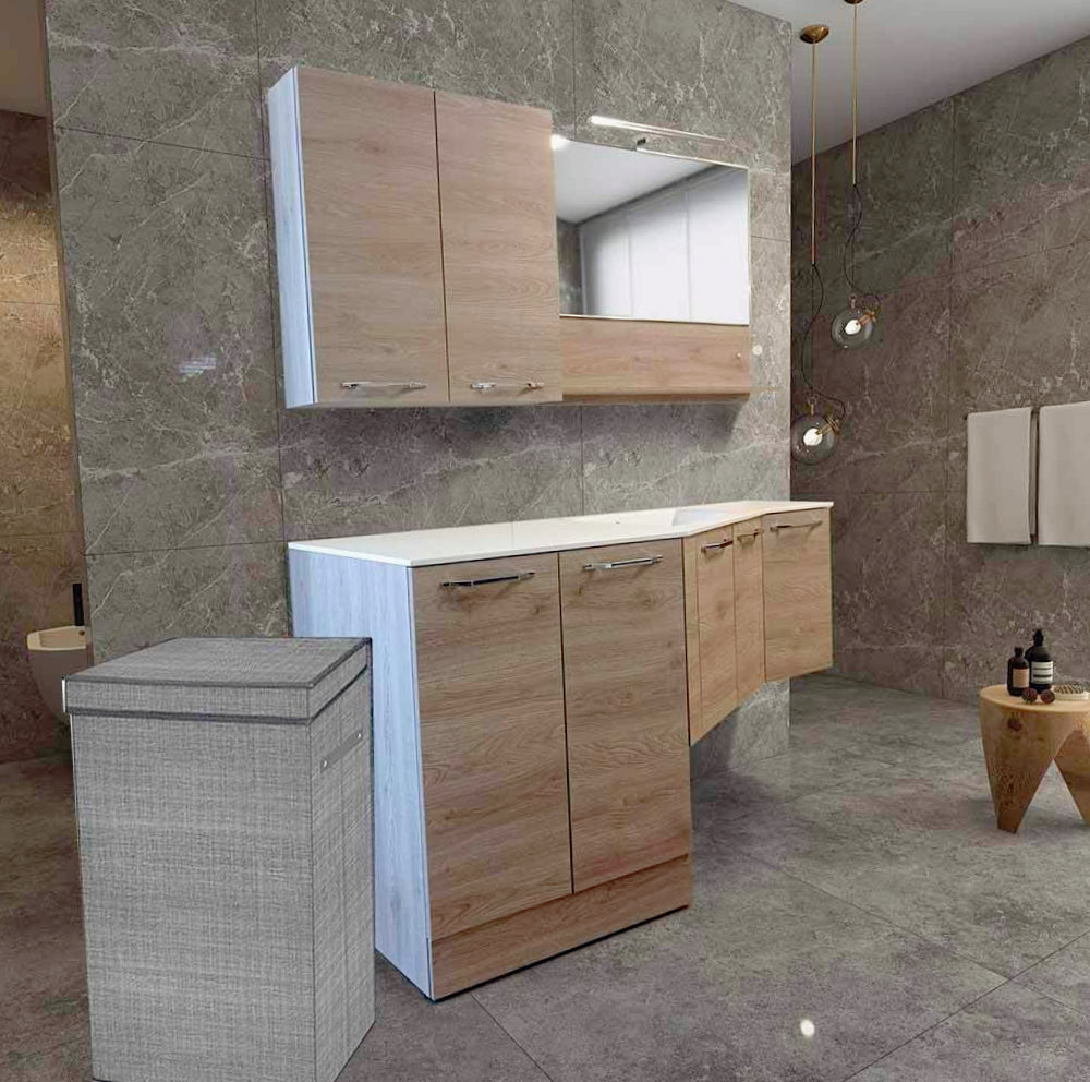 Contenitore portabiti pieghevole in tessuto (beige/grigio) - ambraled