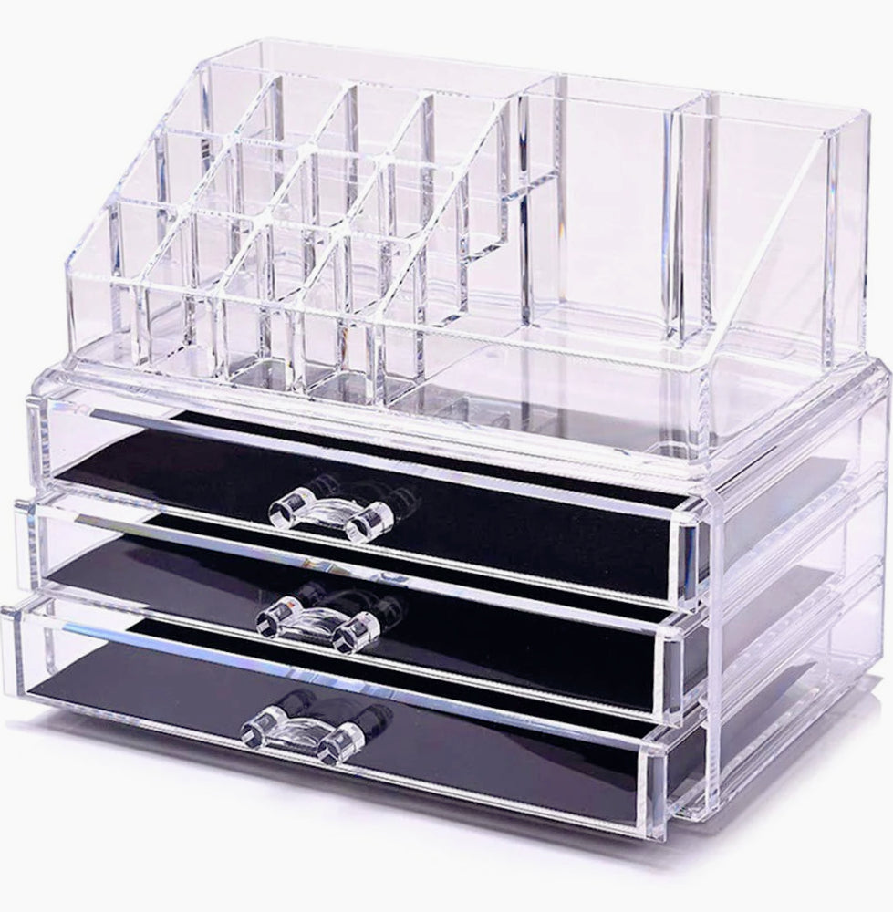 Organizer trucchi 16 scomparti + 3 cassetti – porta gioielli - ambraled