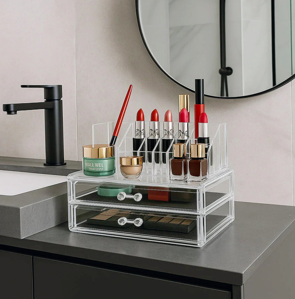 Organizer trucchi 16 scomparti + 3 cassetti – porta gioielli - ambraled