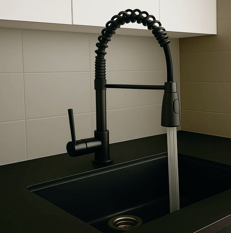 Rubinetto per cucina a canna alta con 2 getti d'acqua orientabile - design pratico e versatile