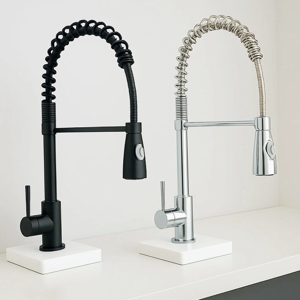 Rubinetto per cucina a canna alta con 2 getti d'acqua orientabile - design pratico e versatile