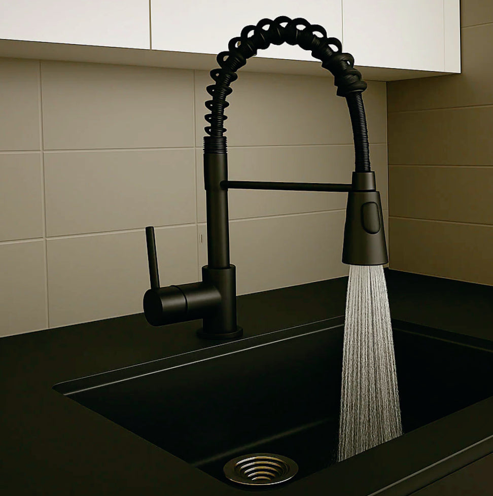Rubinetto per cucina a canna alta con 2 getti d'acqua orientabile - design pratico e versatile
