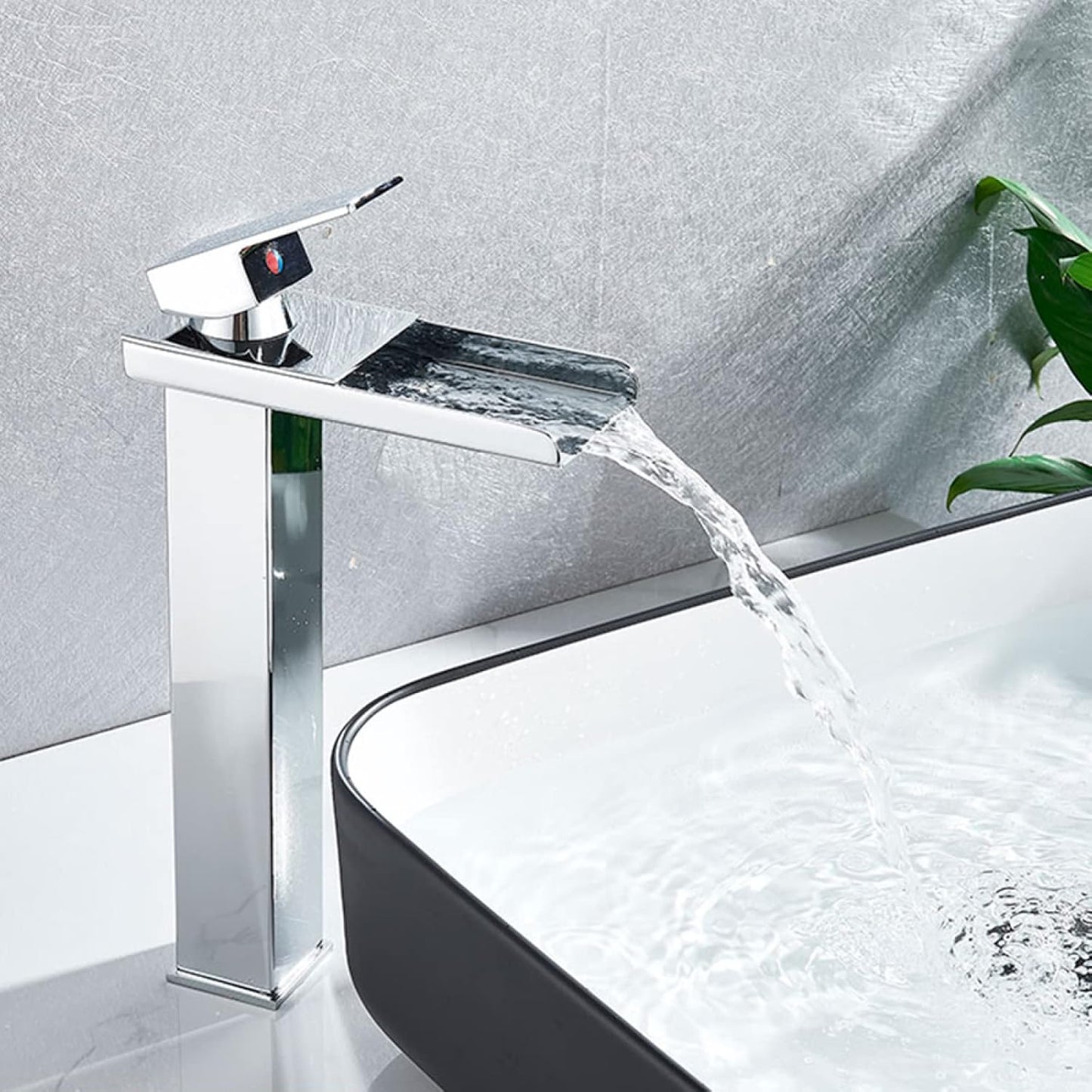 Miscelatore lavabo bagno silver canna alta o bassa modello Cascata - ambraled