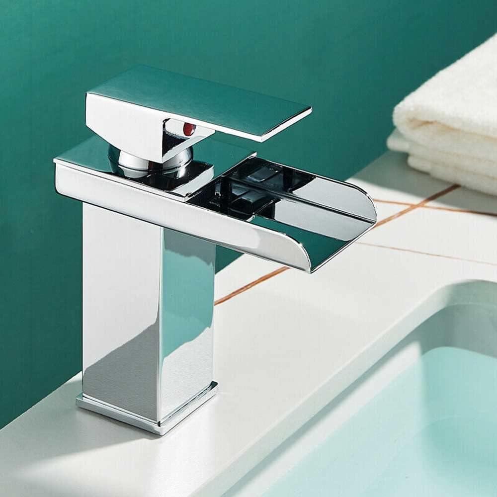 Miscelatore lavabo bagno silver canna alta o bassa modello Cascata - ambraled