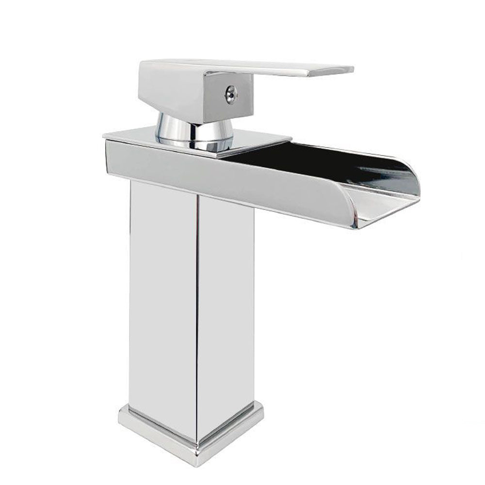 Miscelatore lavabo bagno silver canna alta o bassa modello Cascata - ambraled