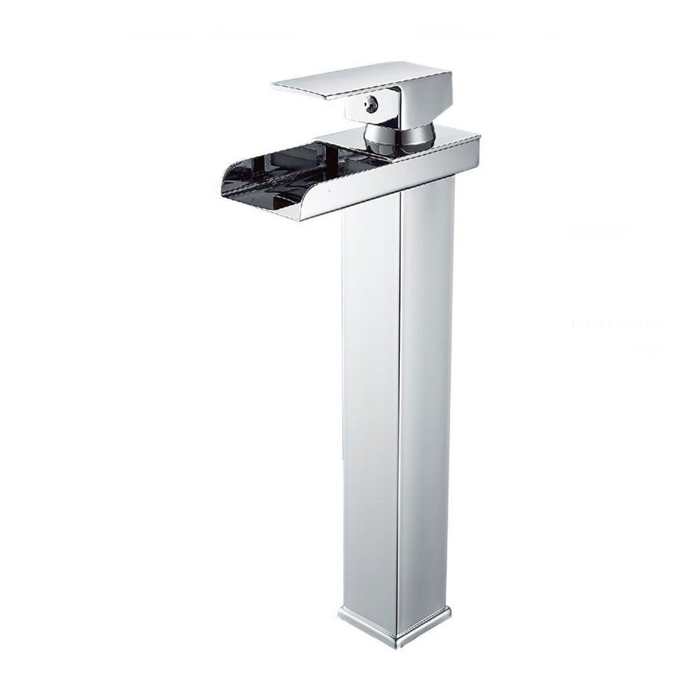 Miscelatore lavabo bagno silver canna alta o bassa modello Cascata - ambraled