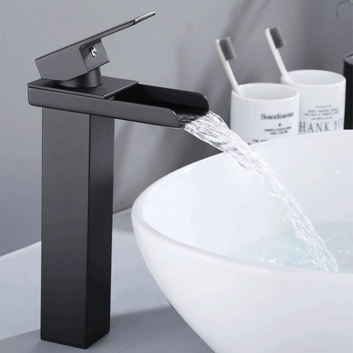 Miscelatore lavabo nero – canna alta/bassa modello Cascata - ambraled