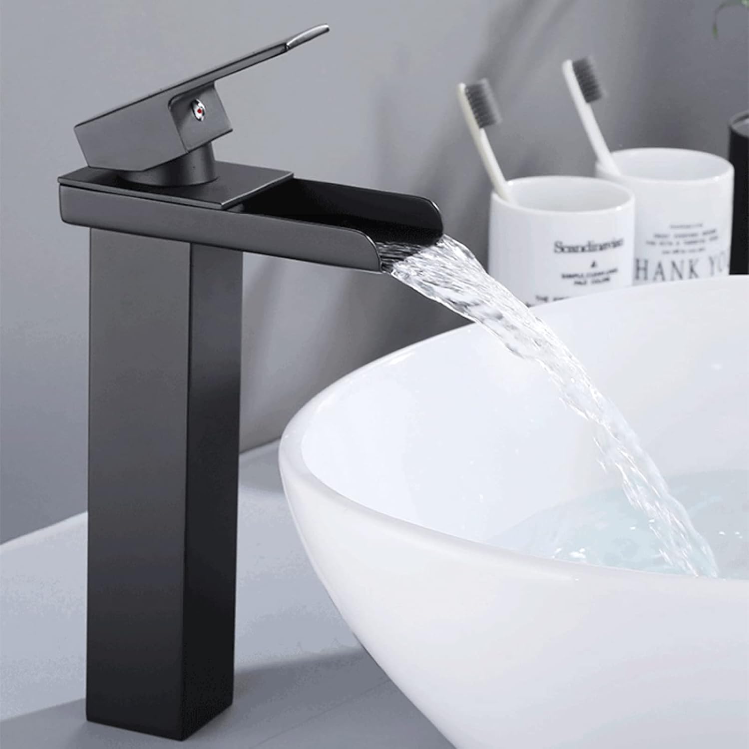 Miscelatore lavabo nero – canna alta/bassa modello Cascata - ambraled