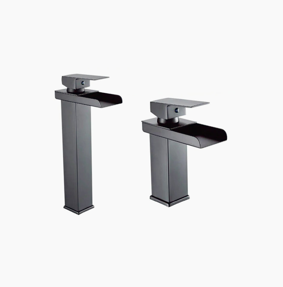 Miscelatore lavabo nero – canna alta/bassa modello Cascata - ambraled