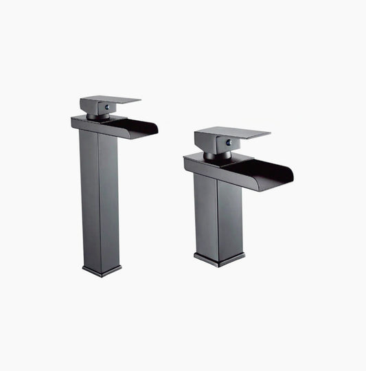 Miscelatore lavabo nero – canna alta/bassa modello Cascata - ambraled
