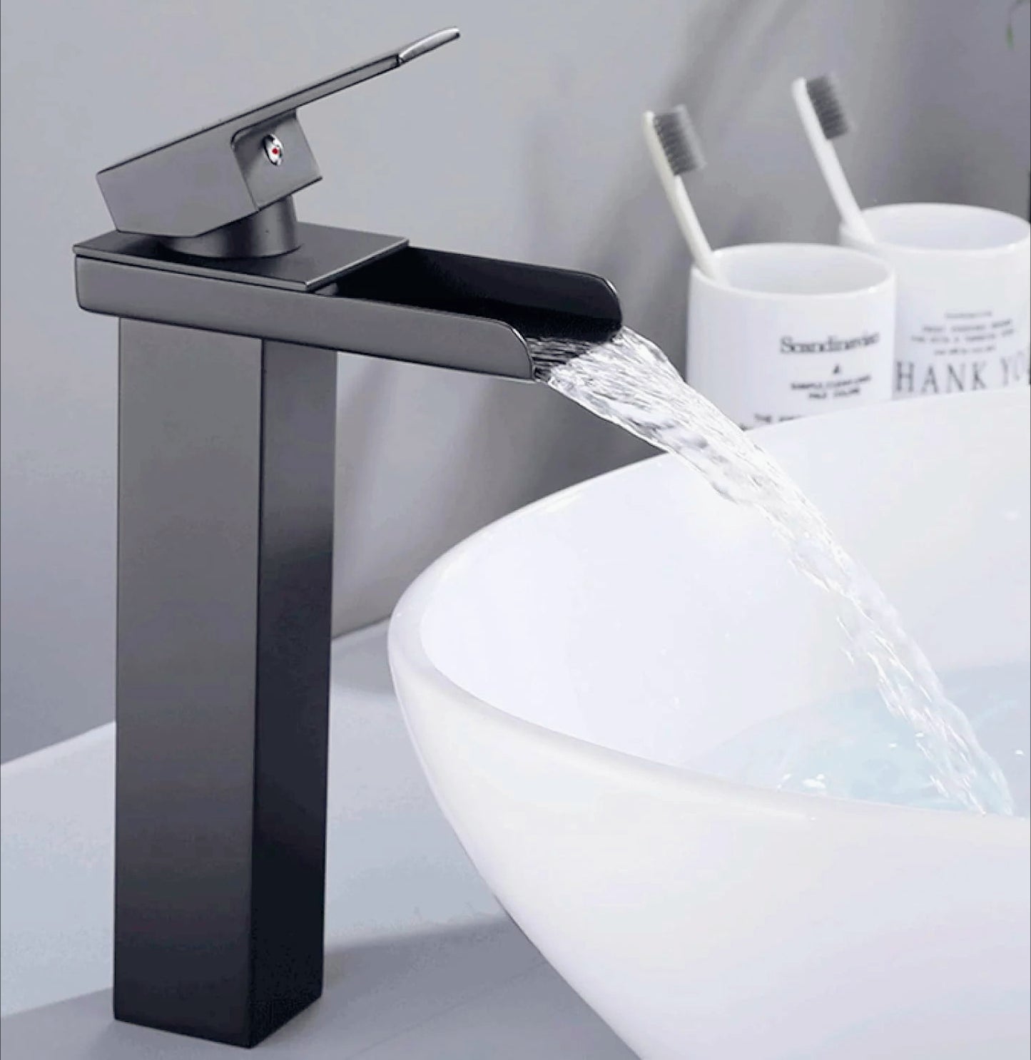 Miscelatore lavabo nero – canna alta/bassa modello Cascata - ambraled
