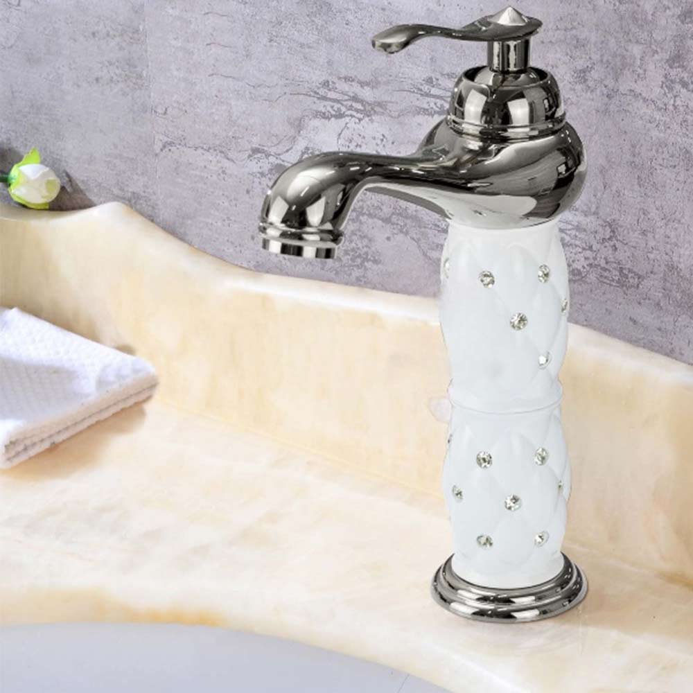 Rubinetto lavabo modello Diamante con brillantini argento - elegante e sofisticato