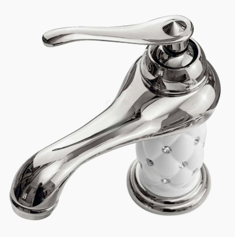 Rubinetto lavabo modello Diamante con brillantini argento - elegante e sofisticato