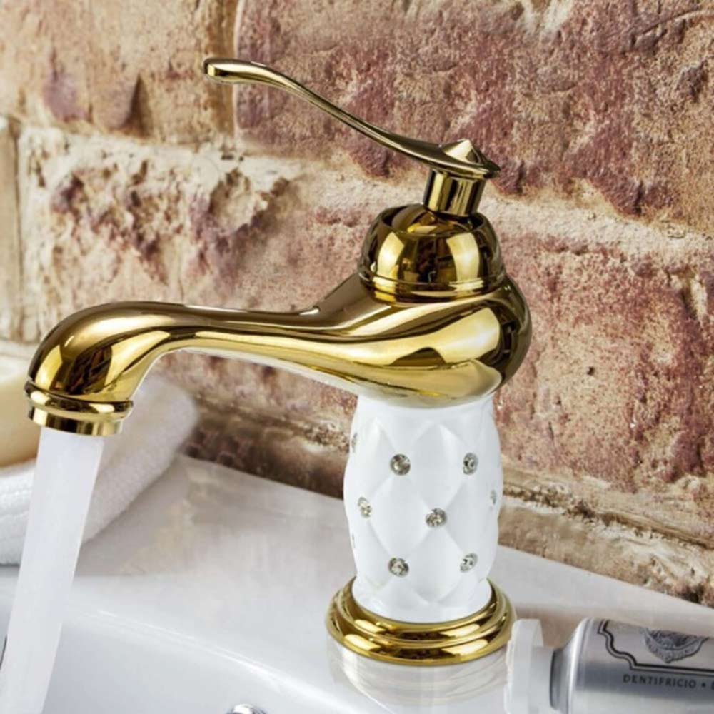 Rubinetto lavabo modello Diamante con brillantini oro - elegante e glamour