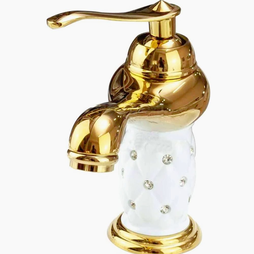 Rubinetto lavabo modello Diamante con brillantini oro - elegante e glamour