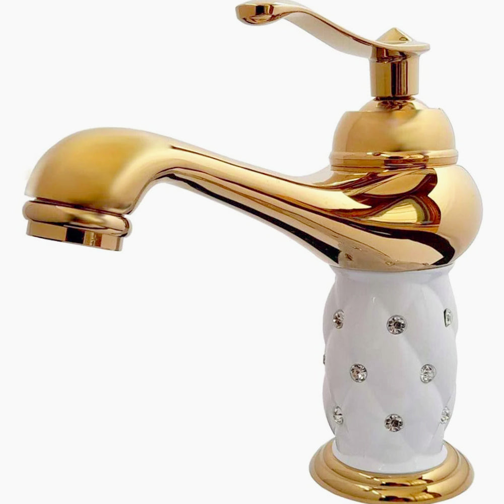 Rubinetto lavabo modello Diamante con brillantini oro - elegante e glamour