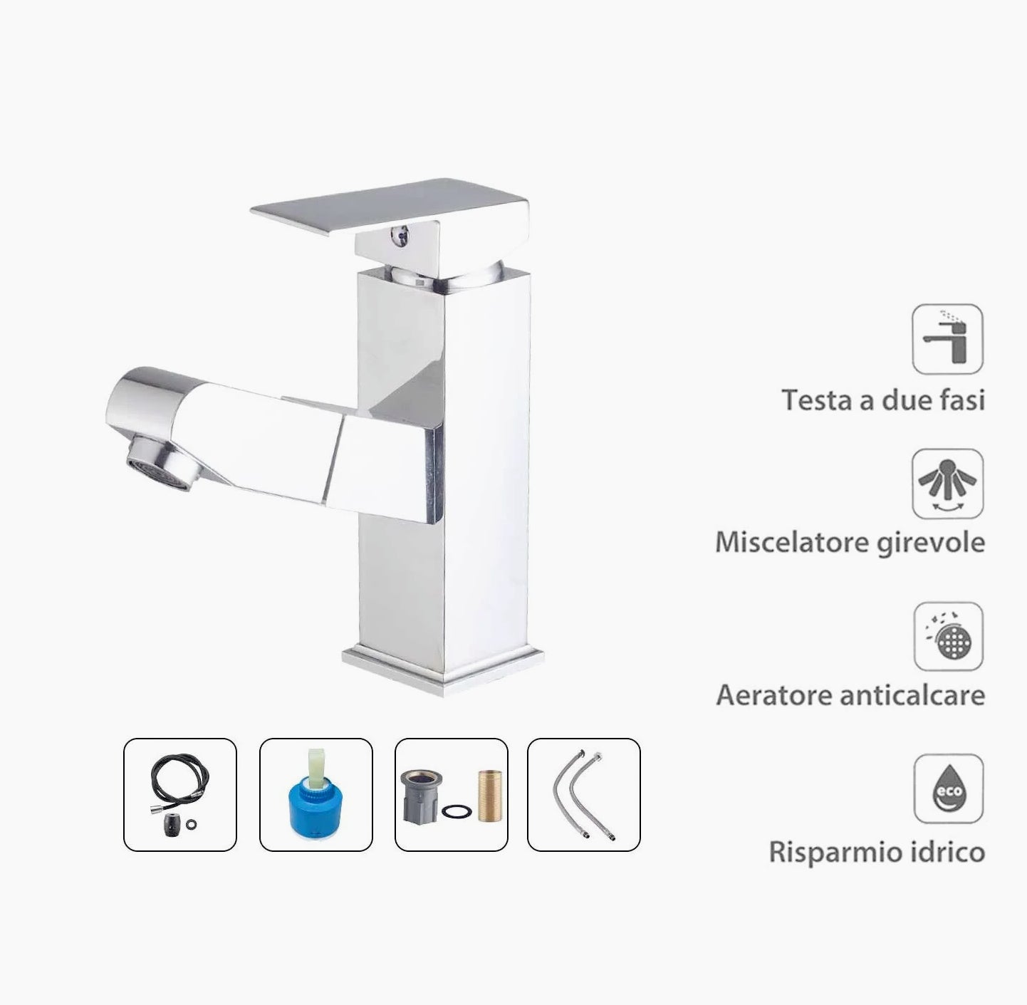 Rubinetto lavabo bagno con doccetta estraibile - pratico e funzionale