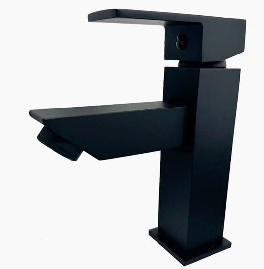 Rubinetto lavabo bagno modello Firenze, quadrato nero opaco - elegante e moderno