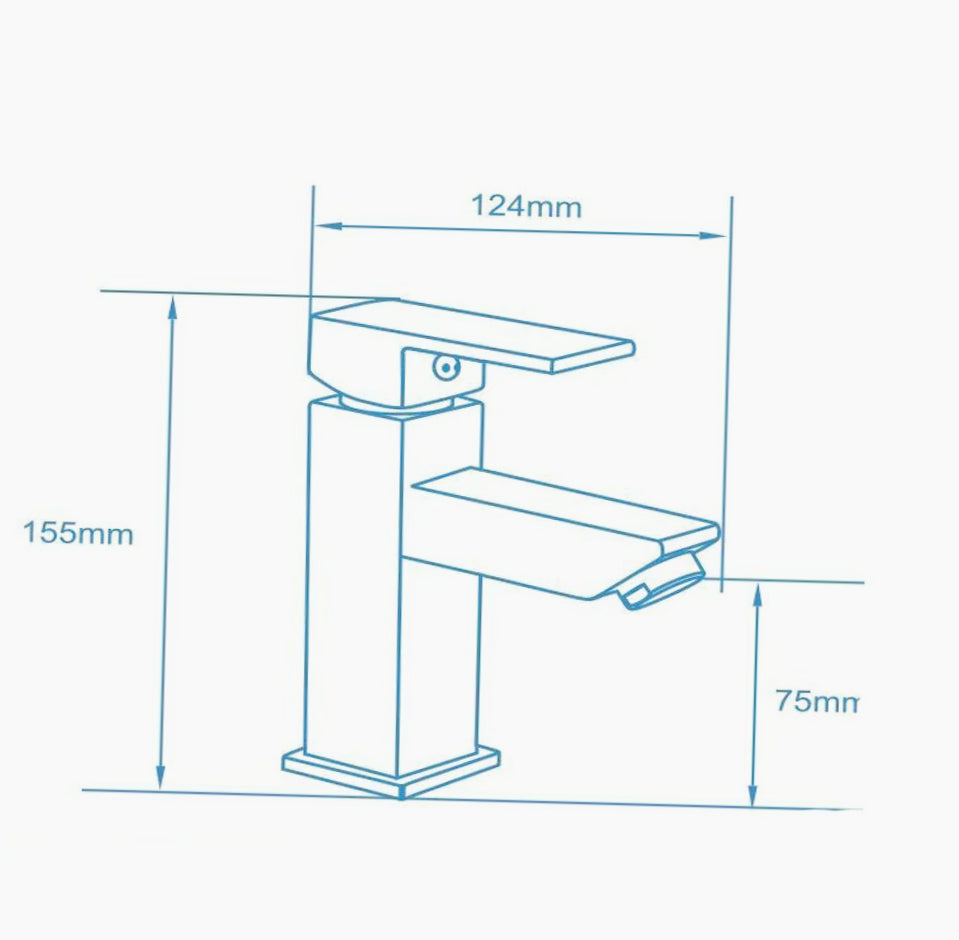 Rubinetto lavabo bagno modello Firenze, quadrato nero opaco - elegante e moderno