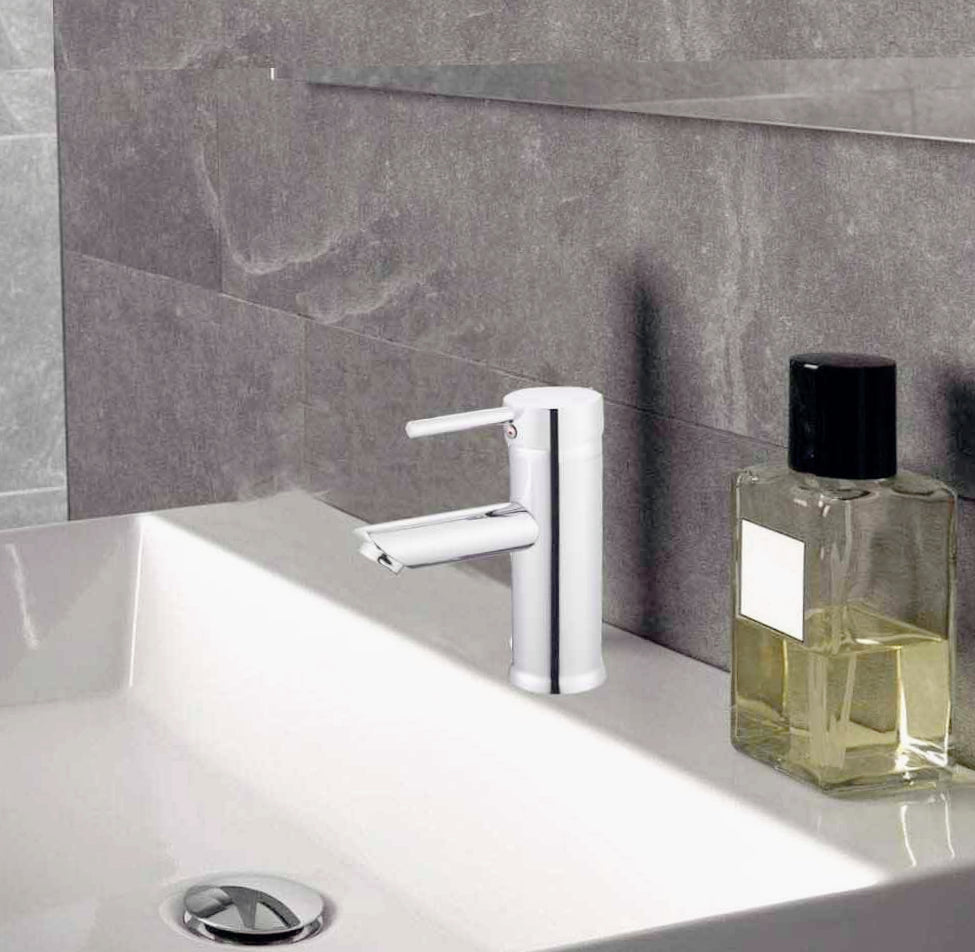 Rubinetto lavabo modello Ray Silver, canna bassa cromato lucido - elegante e moderno