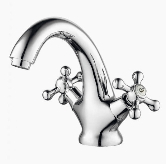 Rubinetto lavabo modello Roma, due manopole miscelatore - classico e funzionale