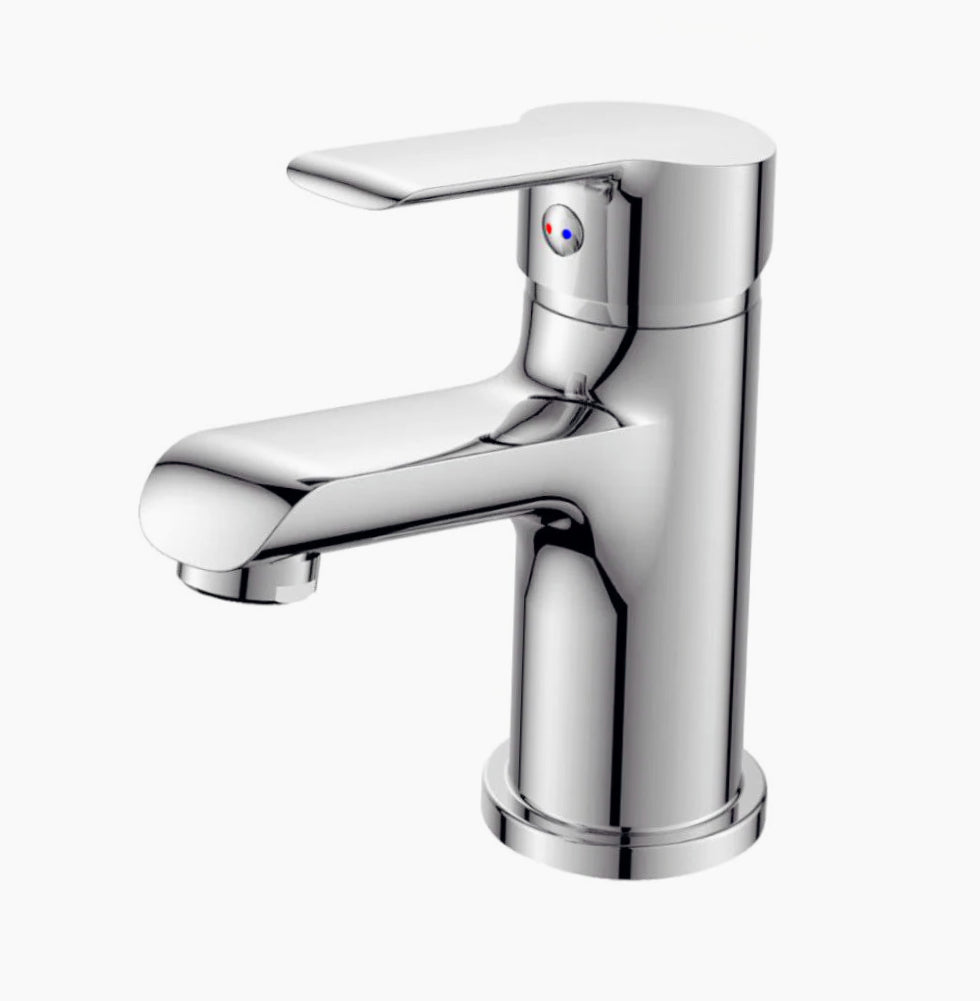 Rubinetto lavandino bagno modello Roll, ottone cromato lucido - elegante e resistente