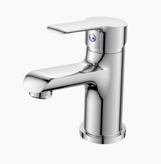Rubinetto lavandino bagno modello Roll, ottone cromato lucido - elegante e resistente