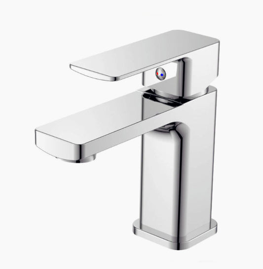 Rubinetto lavandino bagno modello Shape, ottone cromato lucido - elegante e resistente