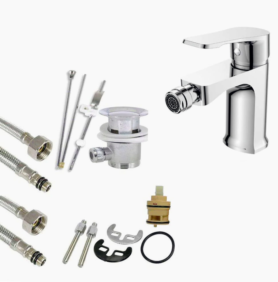 Rubinetto per bidet modello Allure, quadrato cromato lucido - elegante e moderno