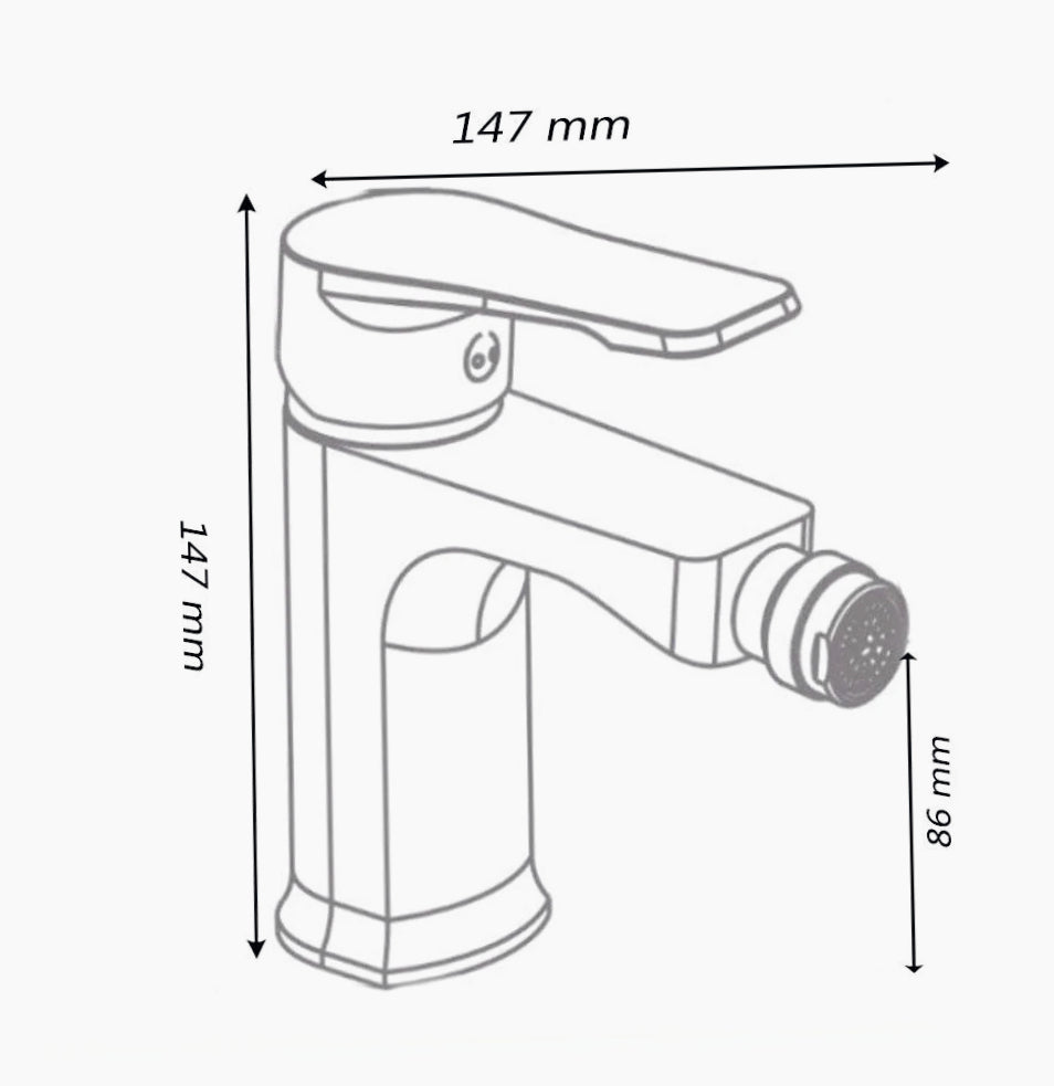 Rubinetto per bidet modello Allure, quadrato cromato lucido - elegante e moderno