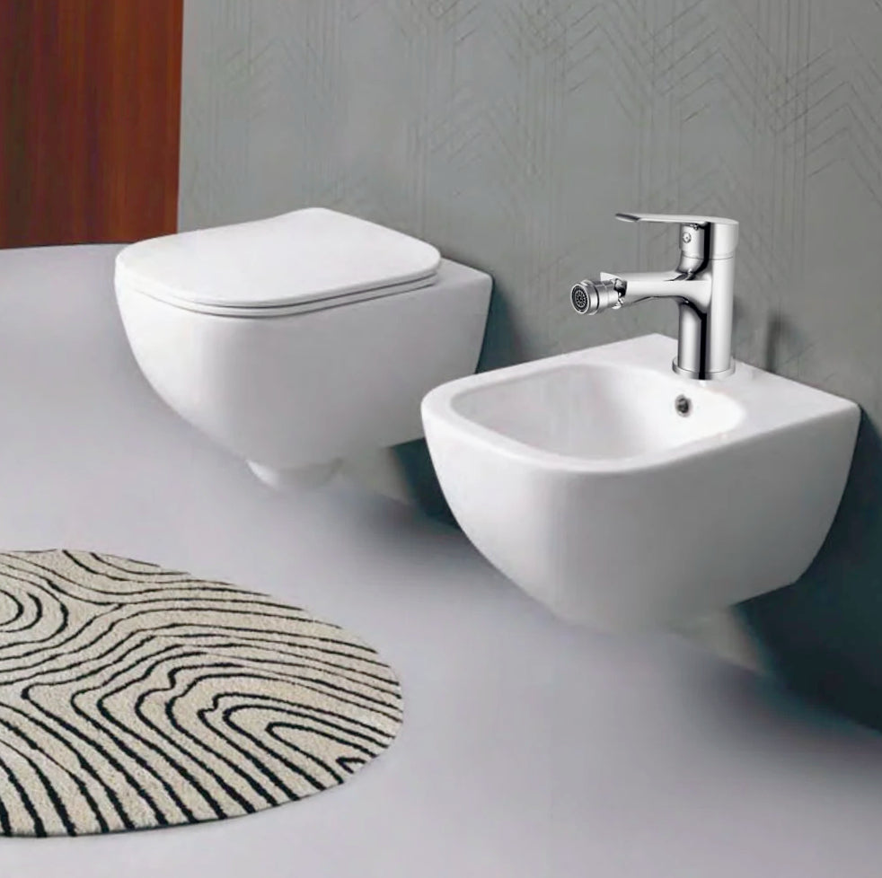 Rubinetto per bidet ottone cromato lucido, modello Roll - design moderno e sofisticato