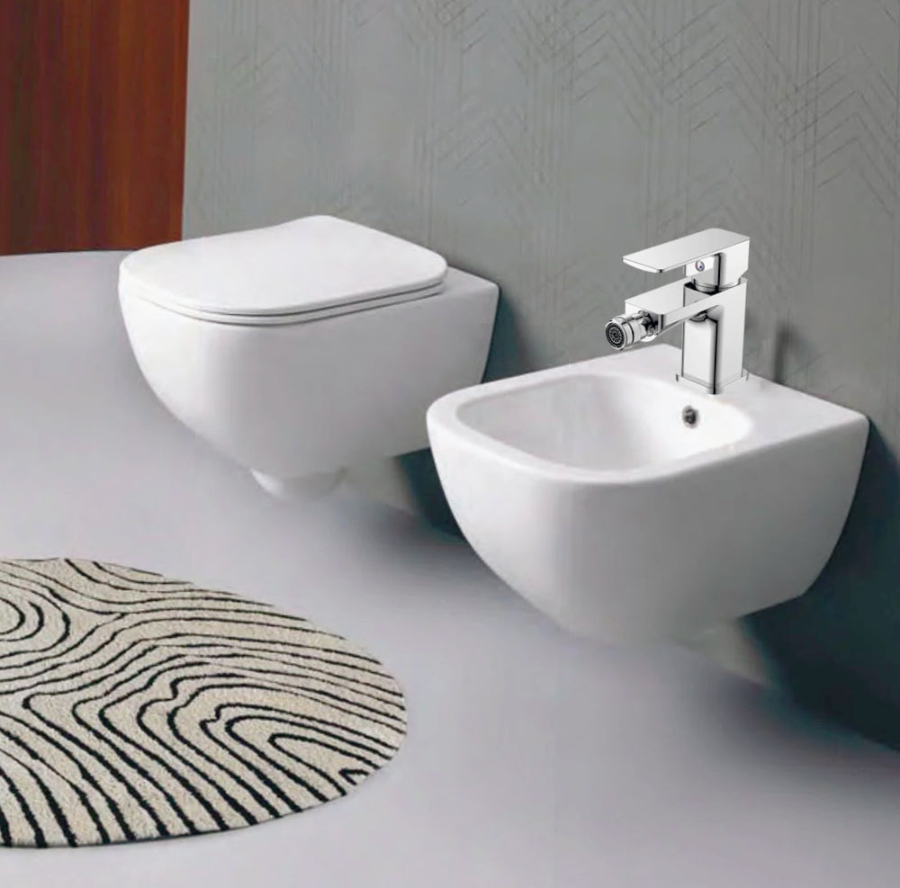 Rubinetto per bidet ottone cromato lucido, modello Shape - design sofisticato