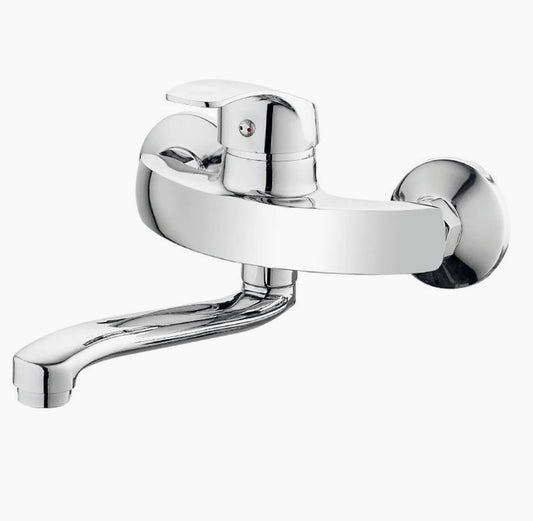 Rubinetto per cucina a parete miscelatore a canna lunga orientabile - design moderno