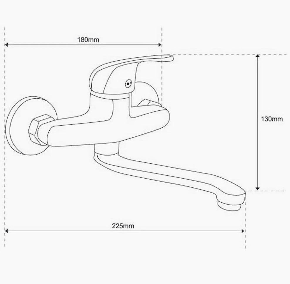 Rubinetto per cucina a parete miscelatore a canna lunga orientabile - design moderno