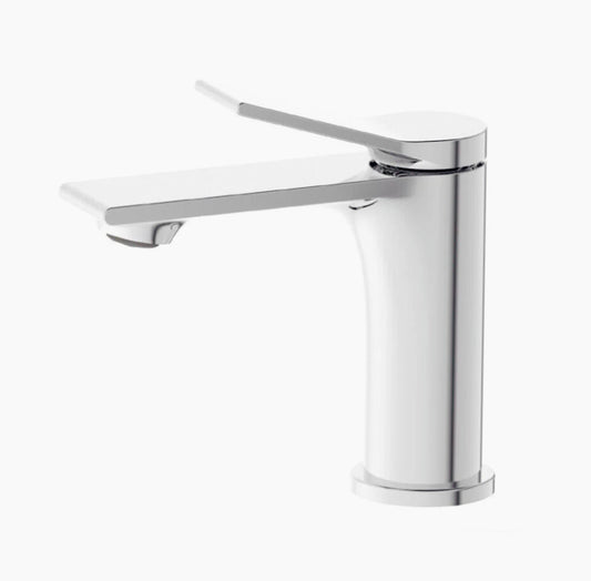 Rubinetto per lavabo bagno modello Sky, cromato lucido in ottone - design stilizzato
