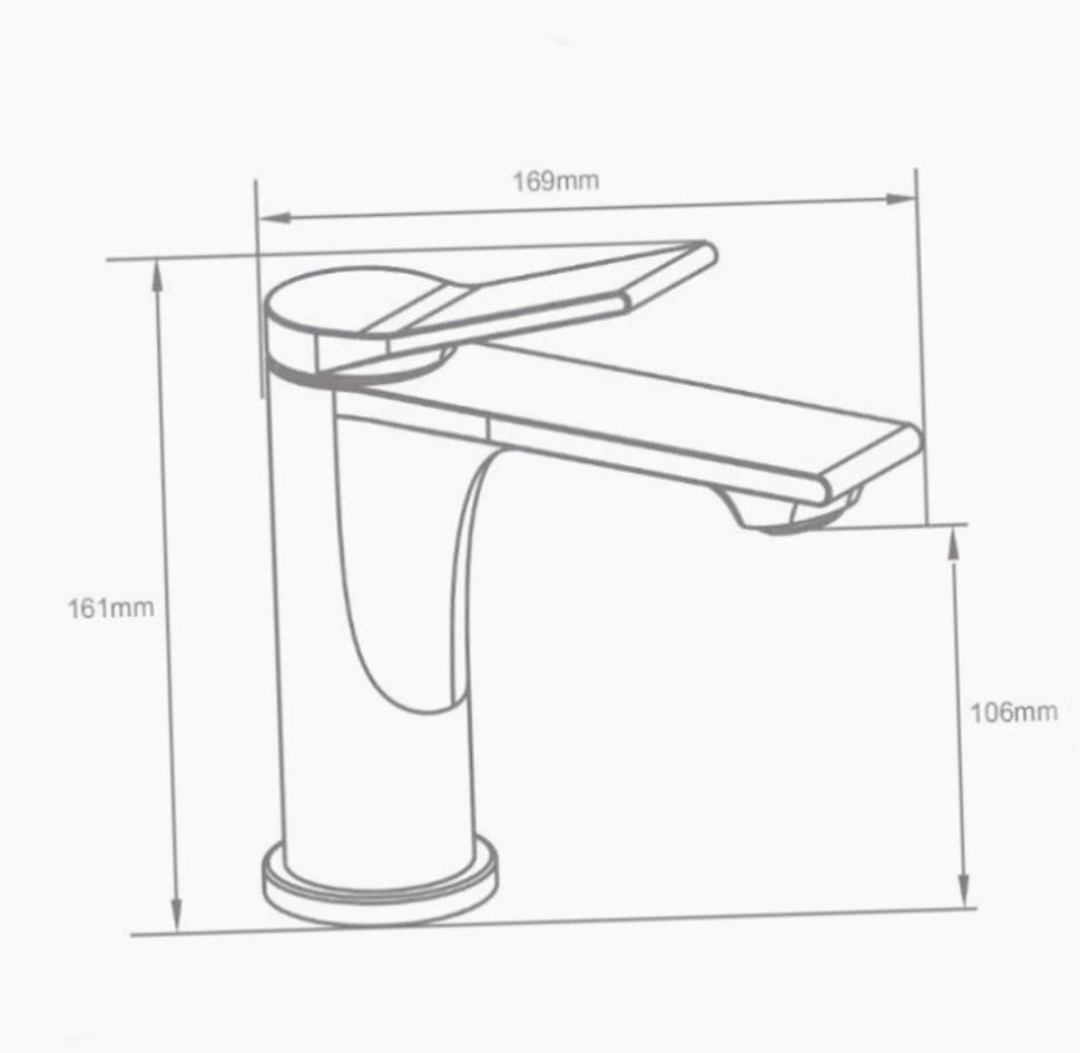 Rubinetto per lavabo bagno modello Sky, cromato lucido in ottone - design stilizzato