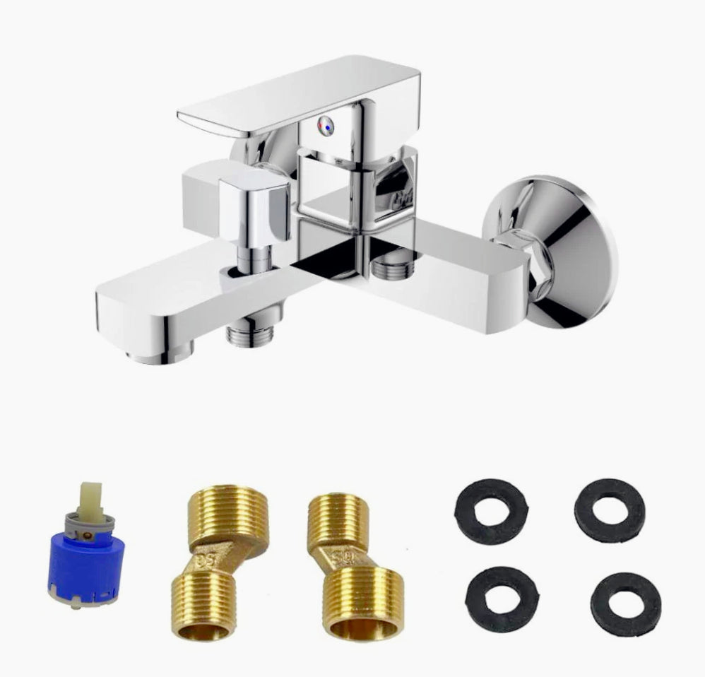 Rubinetto per vasca da bagno in ottone cromato lucido, modello Shape