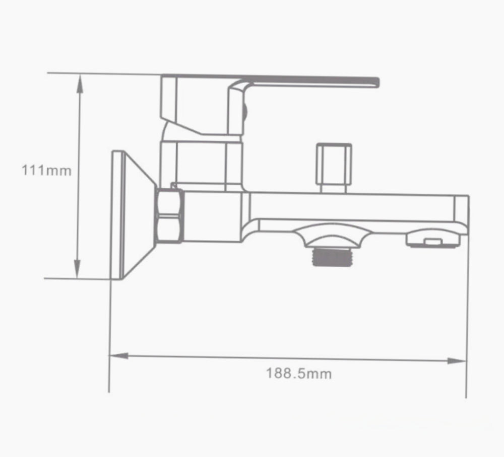 Rubinetto per vasca da bagno in ottone cromato lucido, modello Shape