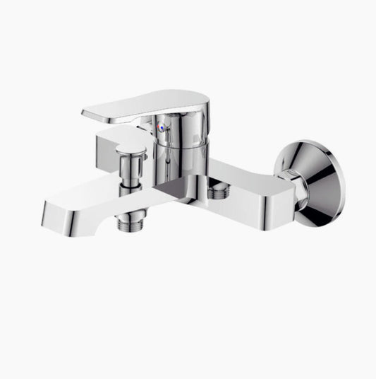 Rubinetto per vasca da bagno quadrato cromato lucido, modello Allure