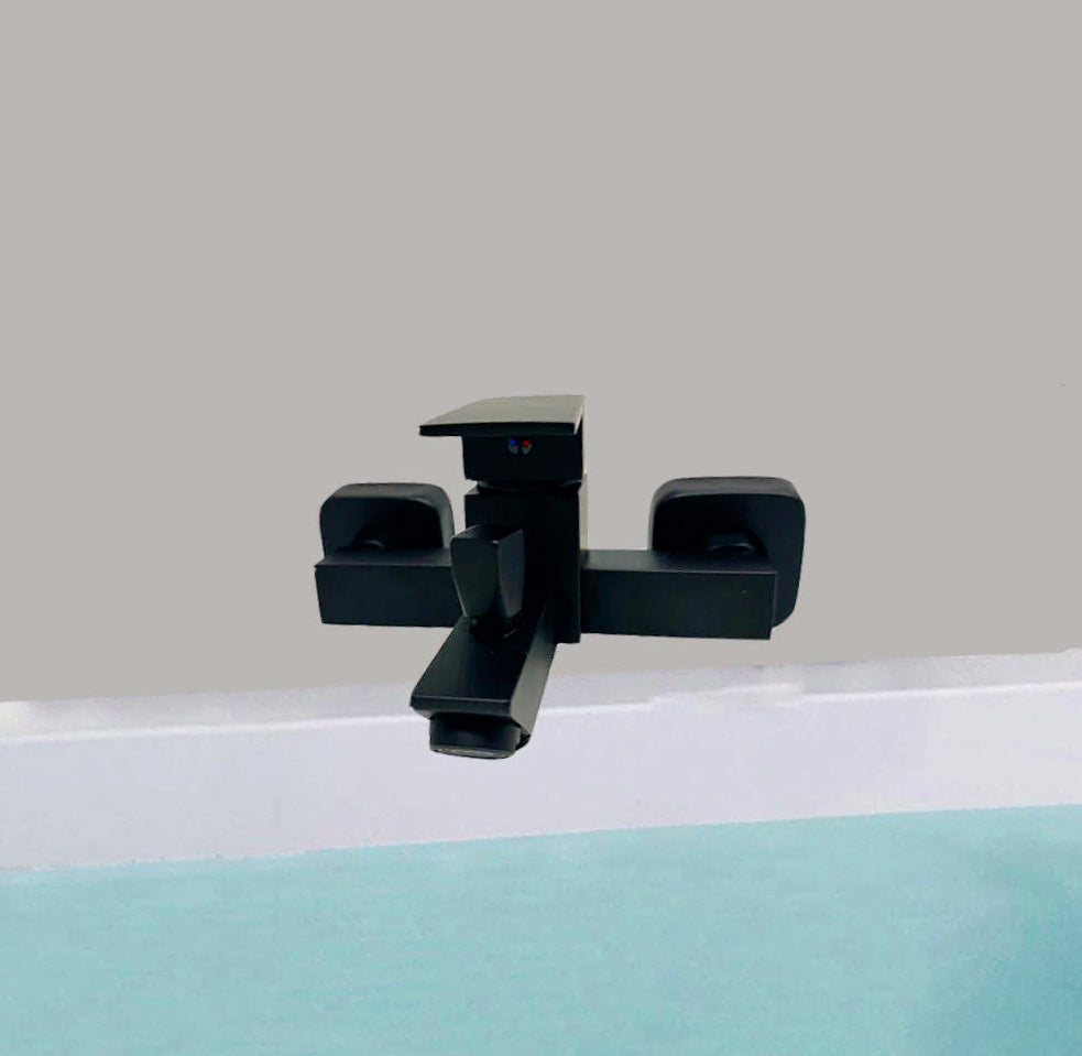Rubinetto per vasca da bagno quadrato nero opaco, modello Firenze
