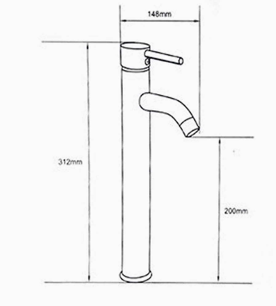 Rubinetto lavabo bagno modello Pisa, canna alta moderno - elegante e funzionale