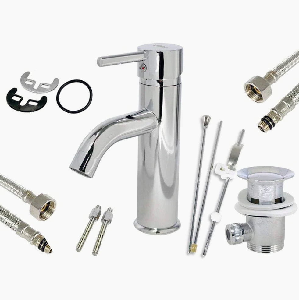 Rubinetto miscelatore per lavabo bagno modello Pisa, canna bassa - elegante e funzionale
