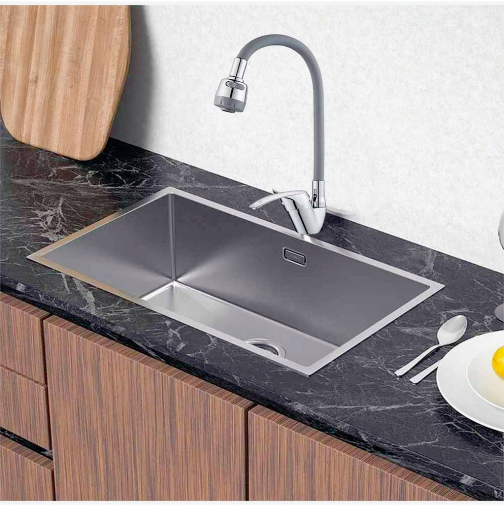 Miscelatore canna alta – 2 getti + doccetta silicone grigio - ambraled