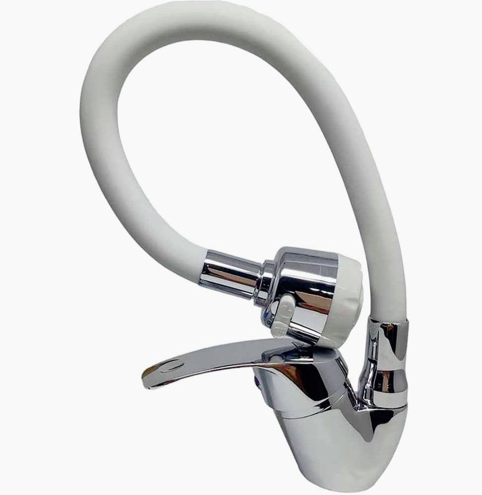 Miscelatore canna alta – 2 getti + doccetta silicone grigio - ambraled