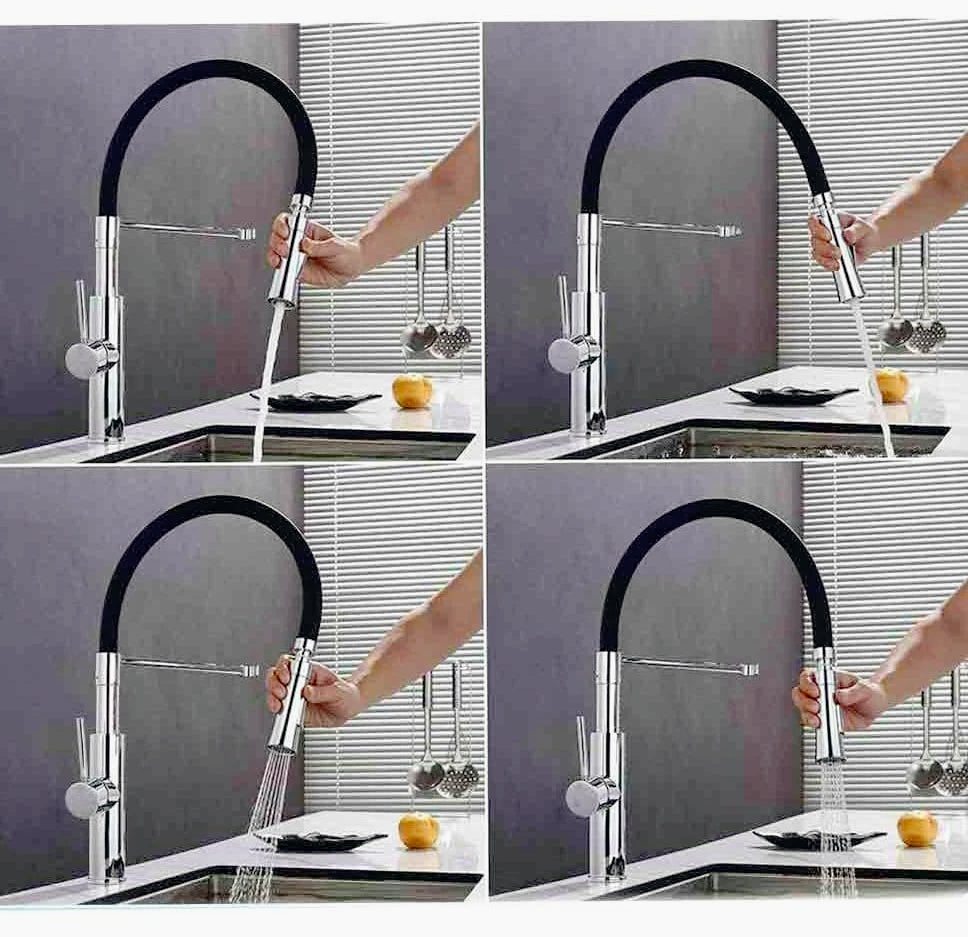 Rubinetto da cucina a canna alta con doccetta in silicone, 2 modalità di getto - design moderno e pratico