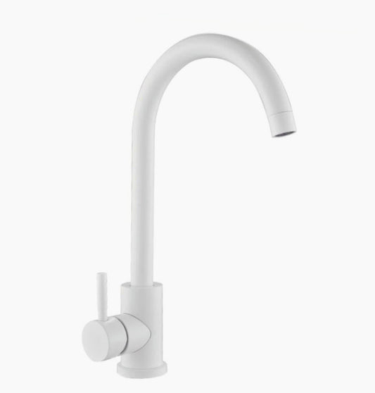 Rubinetto lavello cucina canna alta bianco orientabile - funzionale e moderno