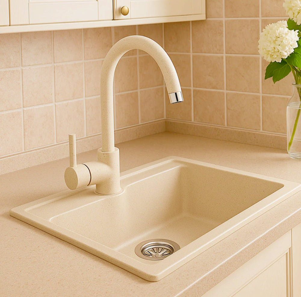 Rubinetto lavello cucina canna alta fragranite - resistente e di design