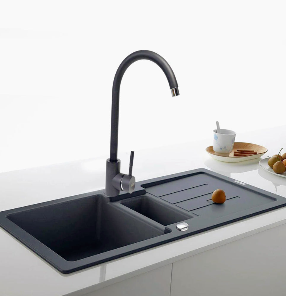 Rubinetto lavello cucina canna alta miscelatore nero opaco - moderno e resistente